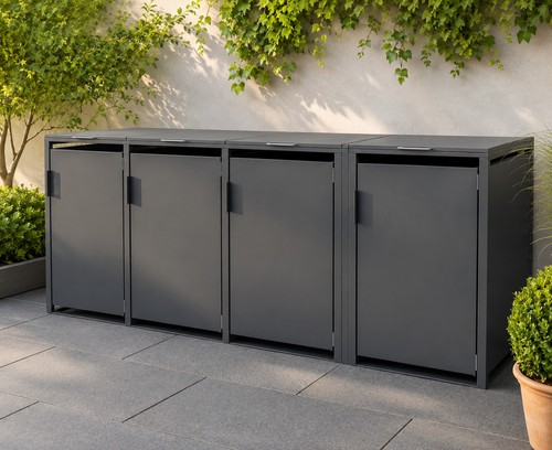 Mülltonnenbox anthrazit 4er - anthrazit, 1-4er